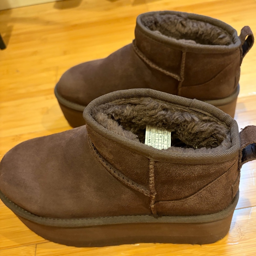 UGG Brown Mini Platform Booties